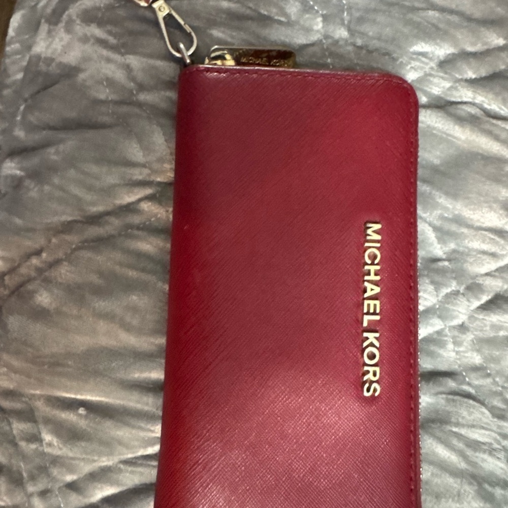 Michael Kors Burgundy Zip-Around Wallet